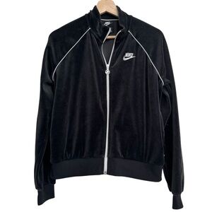 New Nike CJ4912-010 Women's Full Zip Velour Jacket Size Medium Black